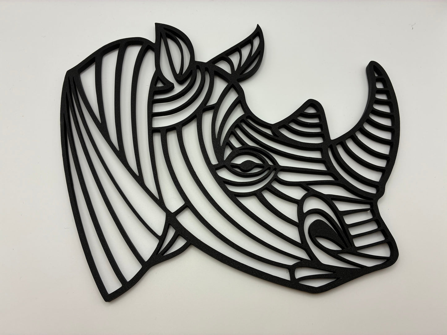 Geometric Rhino Head Wall Art — 3D Printed