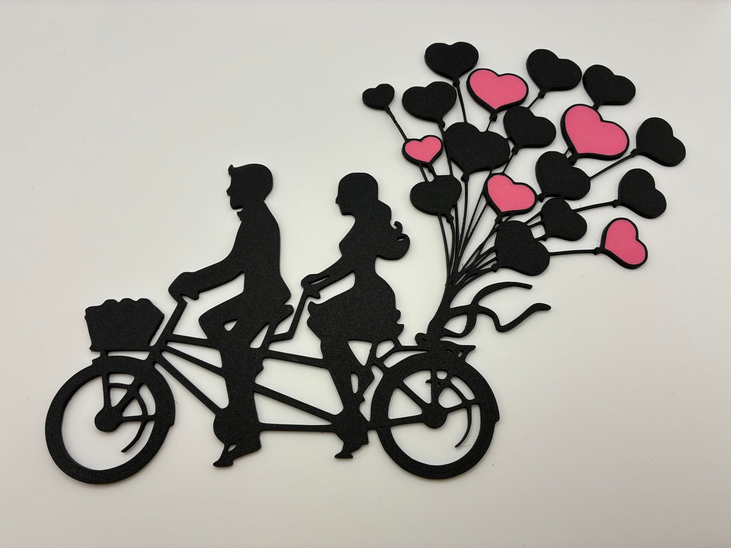Couple on Tandem Bike — 3D Printed Wall Art