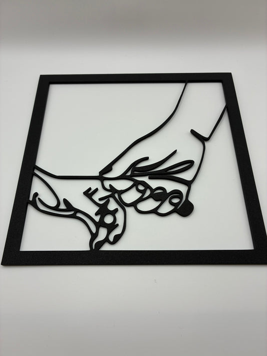 Holding Hands Framed Wall Art — 3D Printed