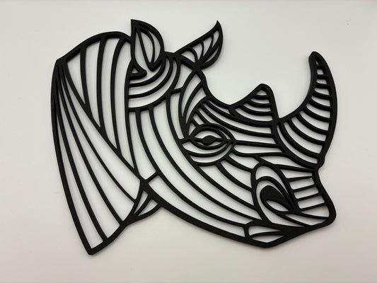 Geometric Rhino Head Wall Art — 3D Printed