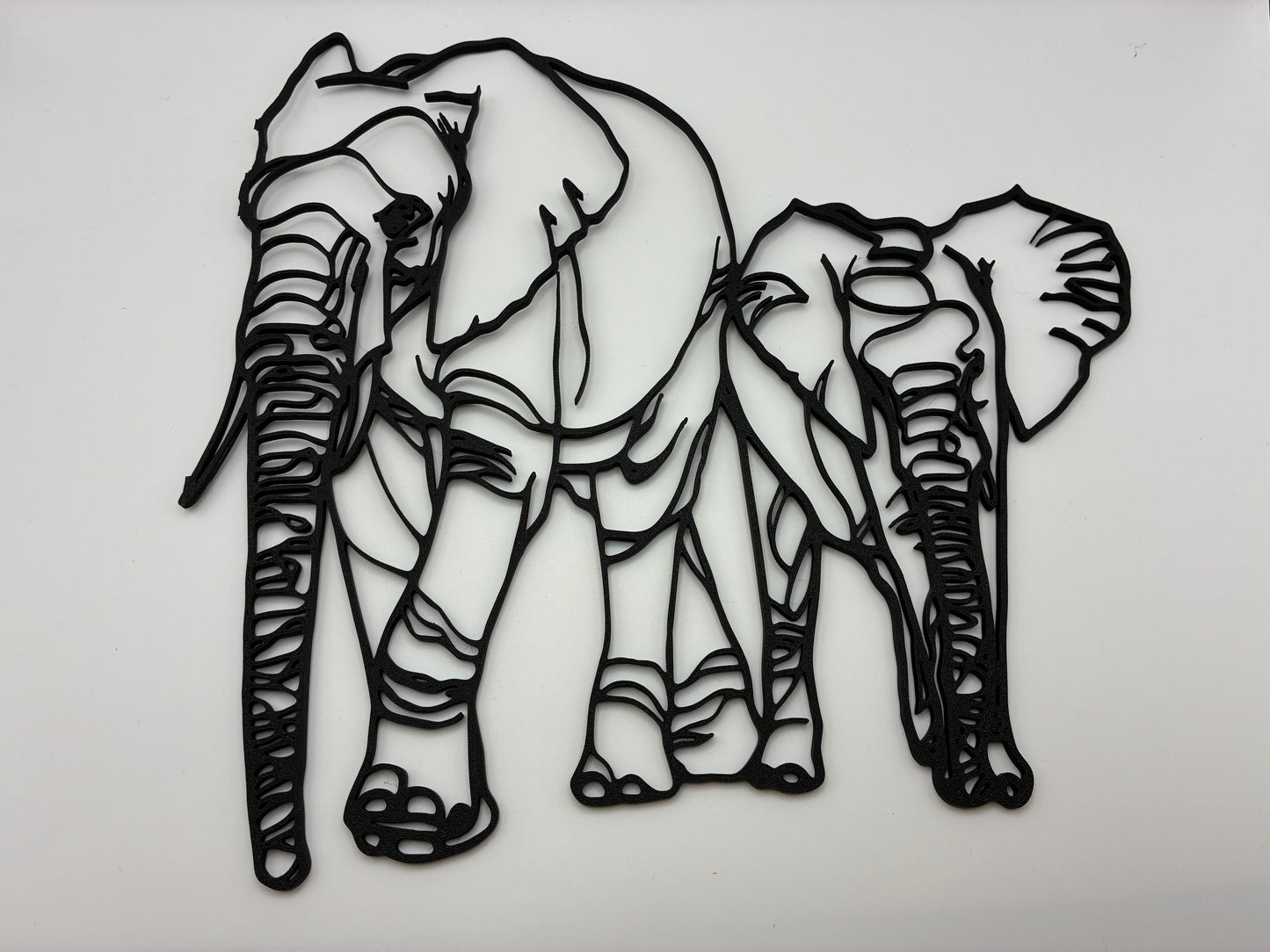 Elephant Duo Wall Art — 3D Printed Silhouette