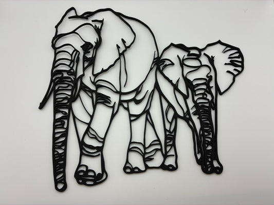 Elephant Duo Wall Art — 3D Printed Silhouette